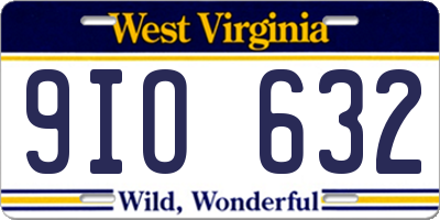 WV license plate 9IO632