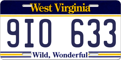 WV license plate 9IO633