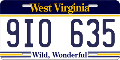 WV license plate 9IO635