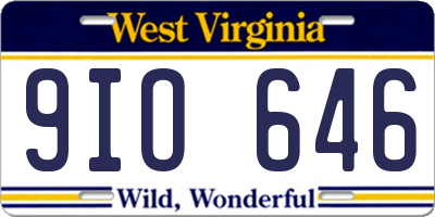 WV license plate 9IO646