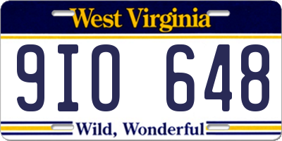 WV license plate 9IO648