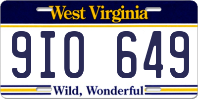 WV license plate 9IO649