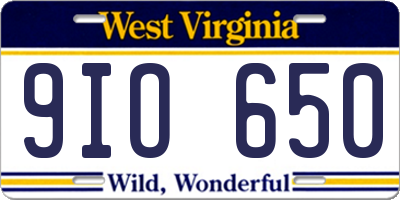WV license plate 9IO650