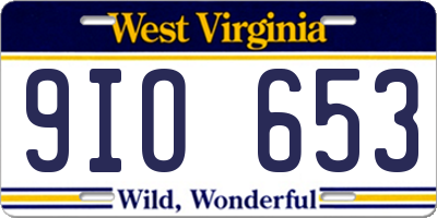 WV license plate 9IO653