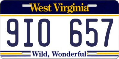 WV license plate 9IO657