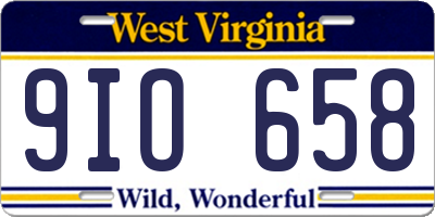 WV license plate 9IO658