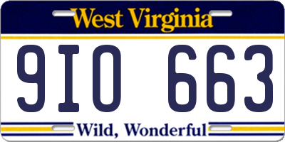 WV license plate 9IO663