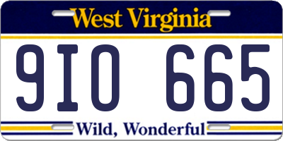 WV license plate 9IO665