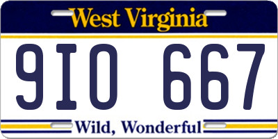 WV license plate 9IO667