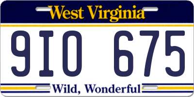 WV license plate 9IO675