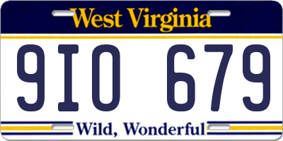 WV license plate 9IO679