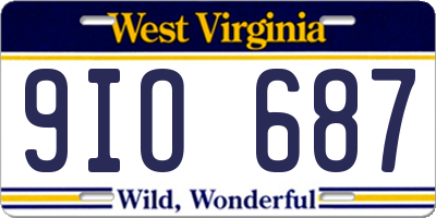 WV license plate 9IO687