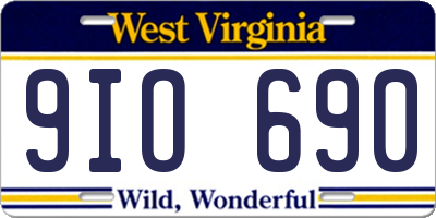 WV license plate 9IO690