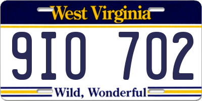 WV license plate 9IO702