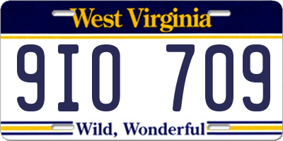 WV license plate 9IO709