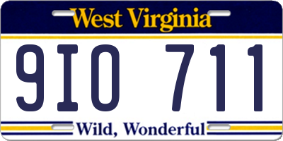 WV license plate 9IO711