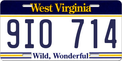 WV license plate 9IO714