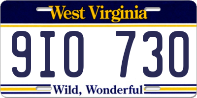 WV license plate 9IO730
