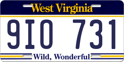 WV license plate 9IO731