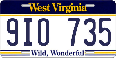 WV license plate 9IO735