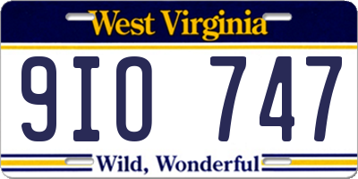 WV license plate 9IO747