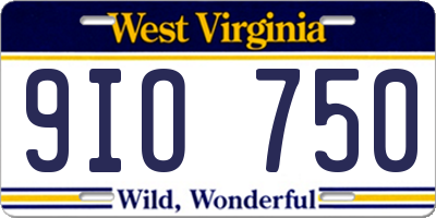 WV license plate 9IO750