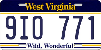 WV license plate 9IO771
