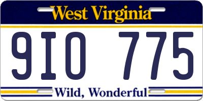 WV license plate 9IO775