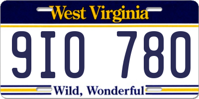 WV license plate 9IO780