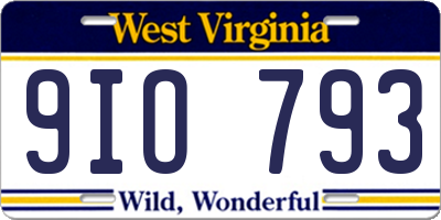 WV license plate 9IO793