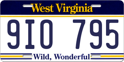 WV license plate 9IO795