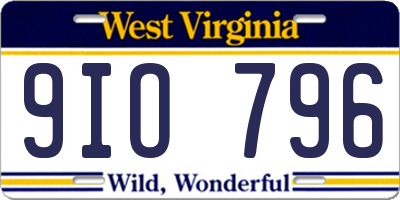 WV license plate 9IO796