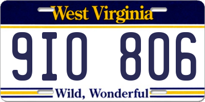 WV license plate 9IO806