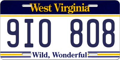 WV license plate 9IO808