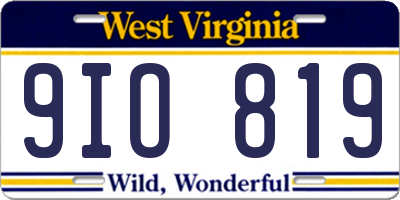 WV license plate 9IO819