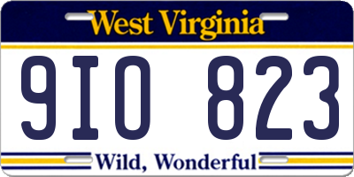 WV license plate 9IO823