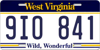 WV license plate 9IO841