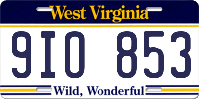 WV license plate 9IO853