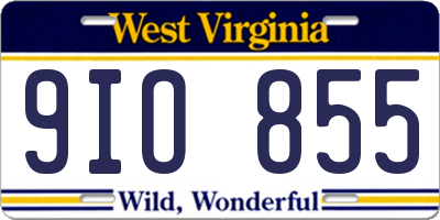 WV license plate 9IO855