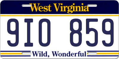 WV license plate 9IO859
