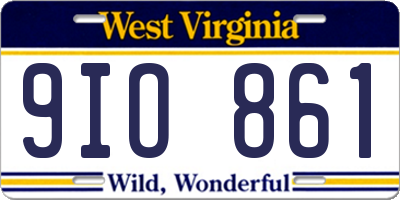 WV license plate 9IO861