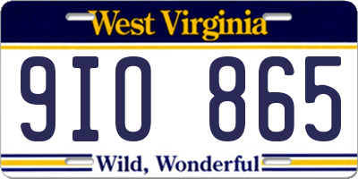 WV license plate 9IO865