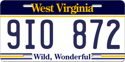 WV license plate 9IO872