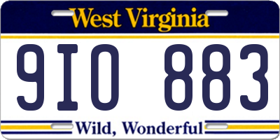 WV license plate 9IO883