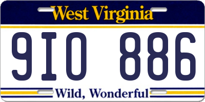 WV license plate 9IO886