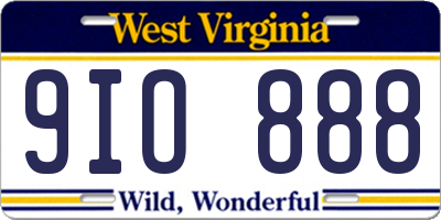 WV license plate 9IO888