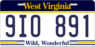 WV license plate 9IO891