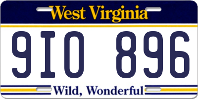 WV license plate 9IO896