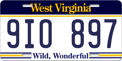 WV license plate 9IO897