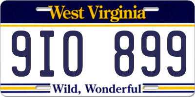 WV license plate 9IO899